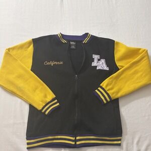 Quad Seven Los Angeles Lakers Women's Black Varsity Jacket Size Small (16/18)